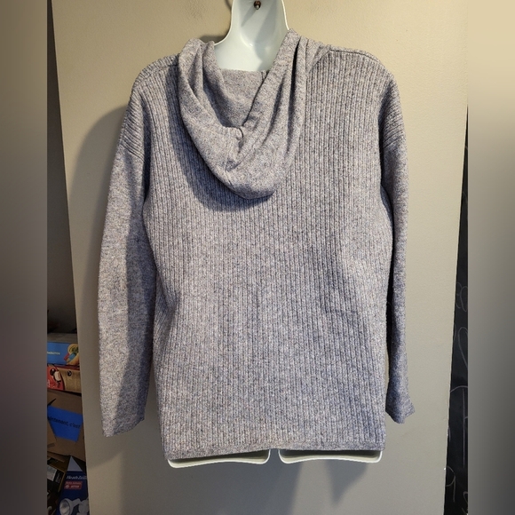 Denver Hayes Heathered Gray Women's Hooded Sweater, Size Medium - Picture 2 of 4